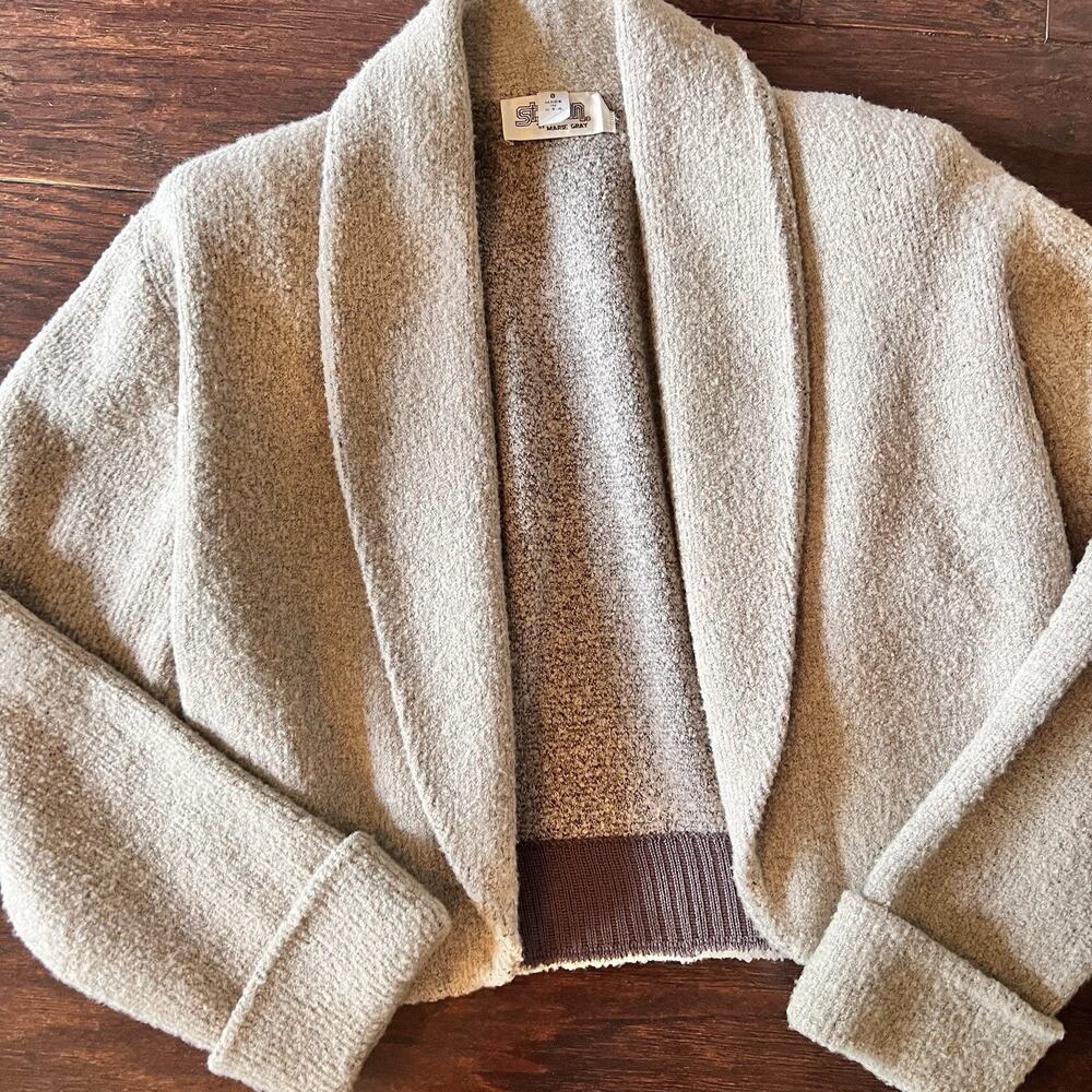 St John by Marie Gray Sweater Jacket Cardigan Sz 8 Light Brown/Beige Vintage